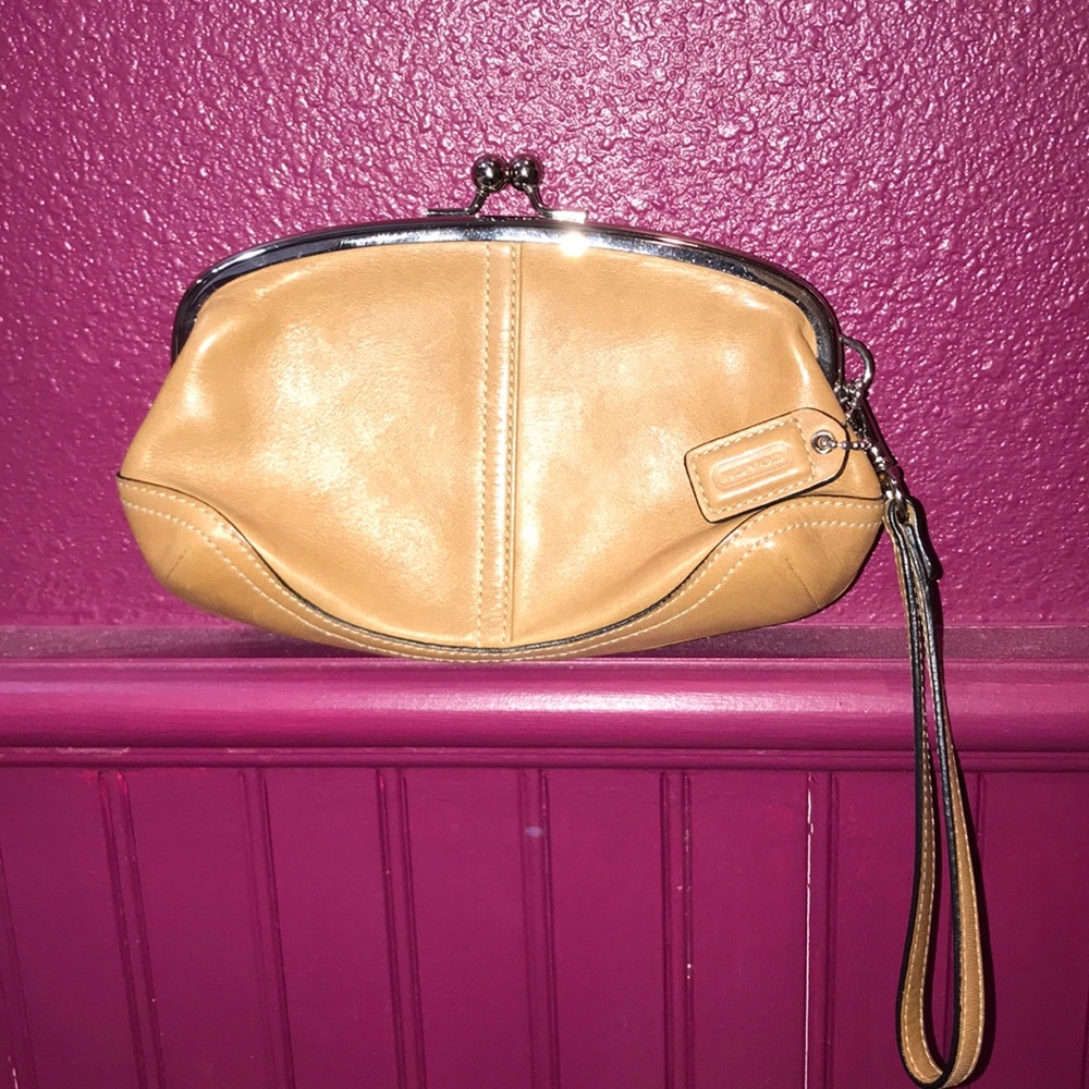 Authentic Brown Leather Coach Coin Purse